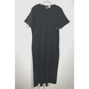 Lennie for Nina Leonard Wool Blend Sweater Maxi Dress Short Sleeve 2X Black New